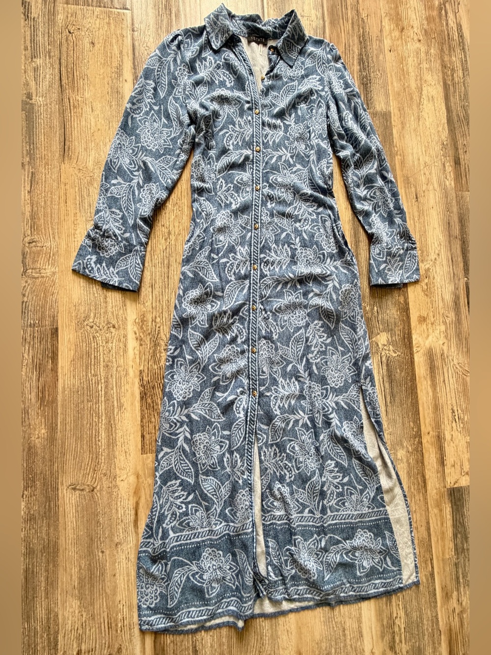 1. State Blue Floral Button-Front Maxi Dress (Unworn)